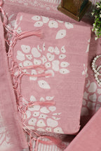 Pink Color Printed Linen Cotton Unstitched Suits