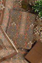 Olive Green Digital Printed Pashmina Unstitched Suit Fabric
