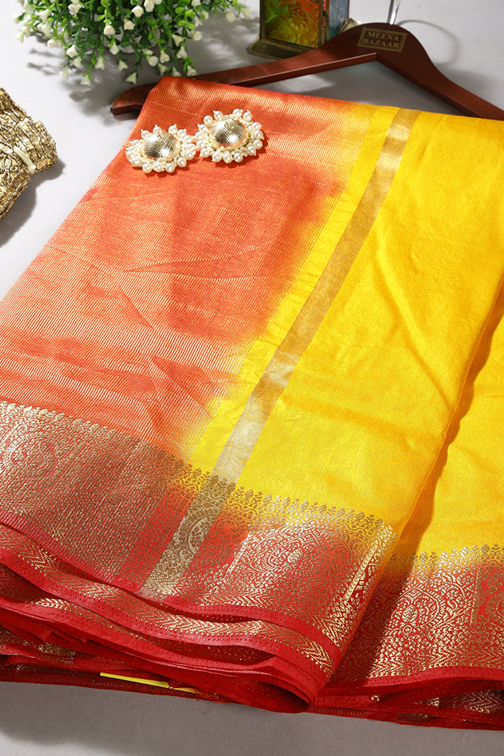 Yellow Color Cotton Silk Saree