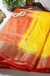 Yellow Color Cotton Silk Saree