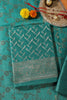 Teal Green Colour Zari Woven Silk Unstitched Suit Material