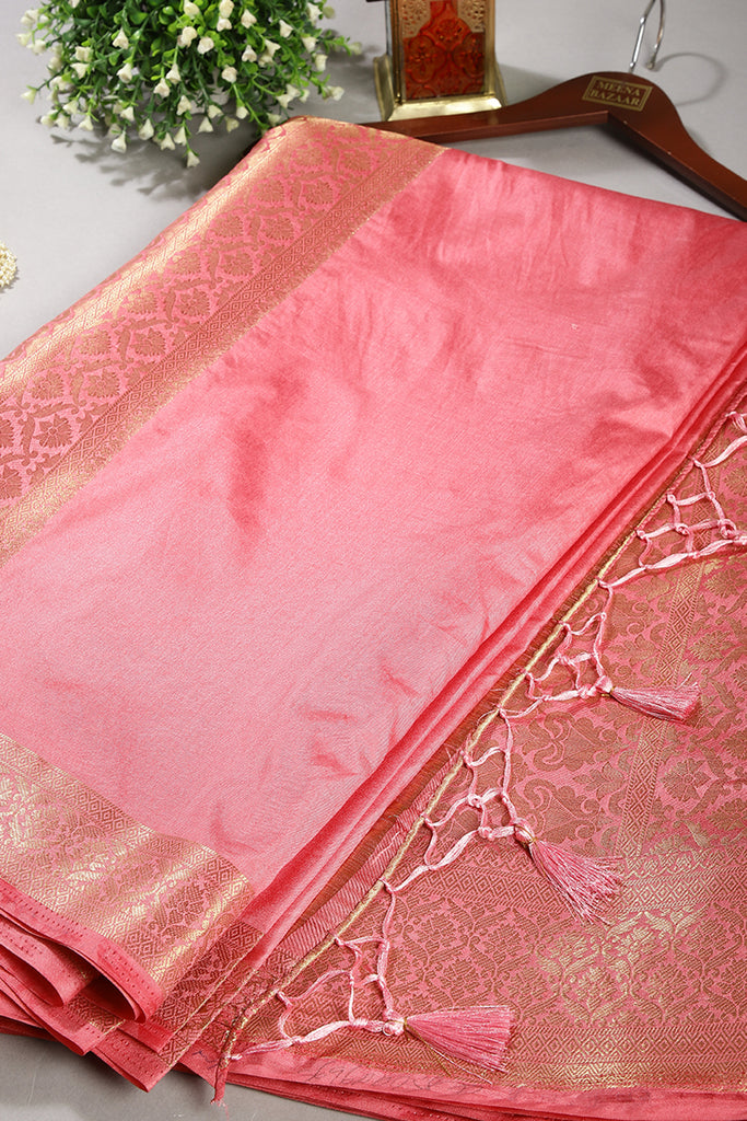 Pink Colour Silk Woven Saree