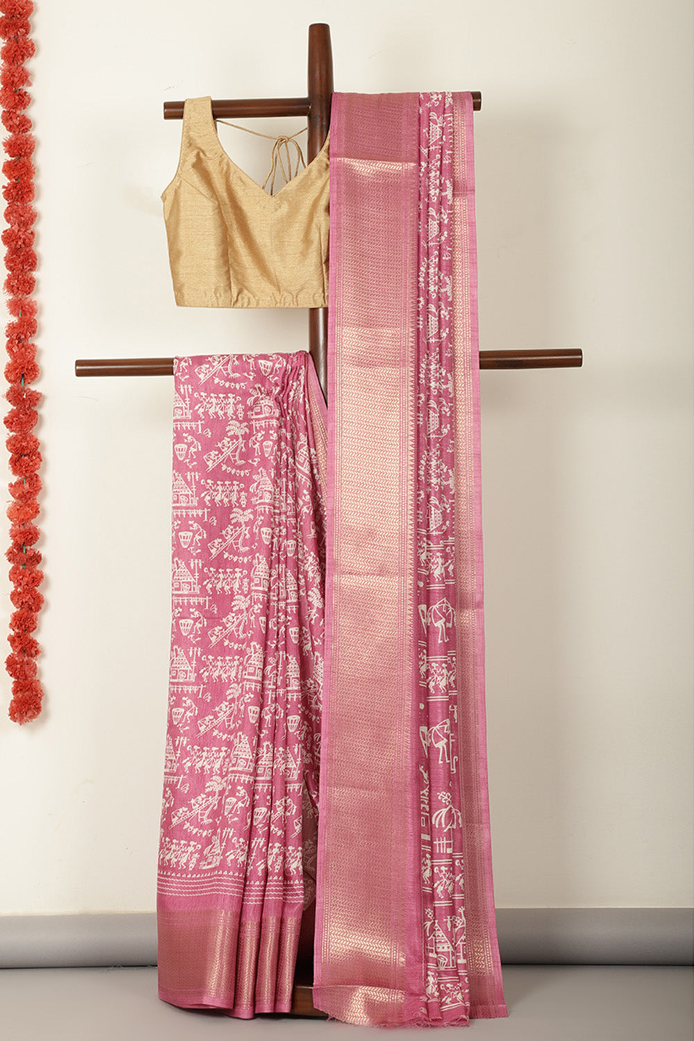 Light Mauve Cotton Silk Printed Saree