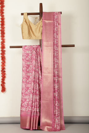 Light Mauve Cotton Silk Printed Saree