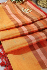 Mustard Color Chanderi Cotton Woven Saree