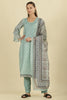 Mint Green Cotton Floral Printed And Neck-EmborideredUnstitched Suit Material
