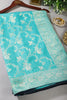 Turquoise Banarasi Silk Zari Floral Zaal Woven Saree