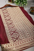 Dark Scarlet Color Crepe Zari Embroidered Saree
