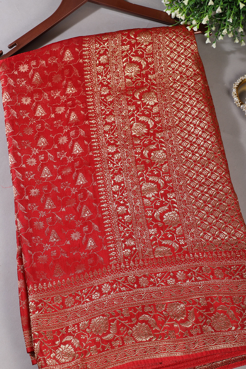 Red Woven South Silk Saree