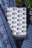 Navy And White Cotton  Zari Border & Floral Block Print Unstitched Suit Material