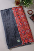 Navy Printed Tussar Silk Saree