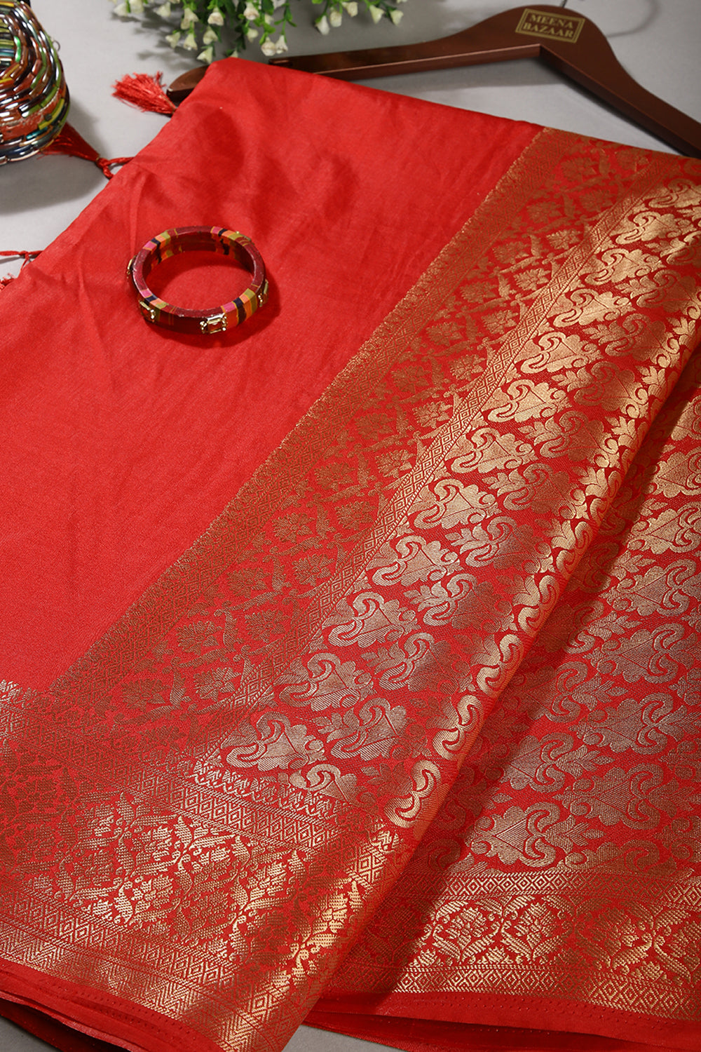 Red Colour Silk Woven Saree