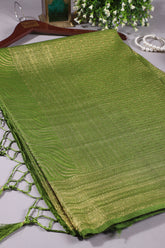 Olive Green Colour Soft Silk Leheria Zari Woven Saree