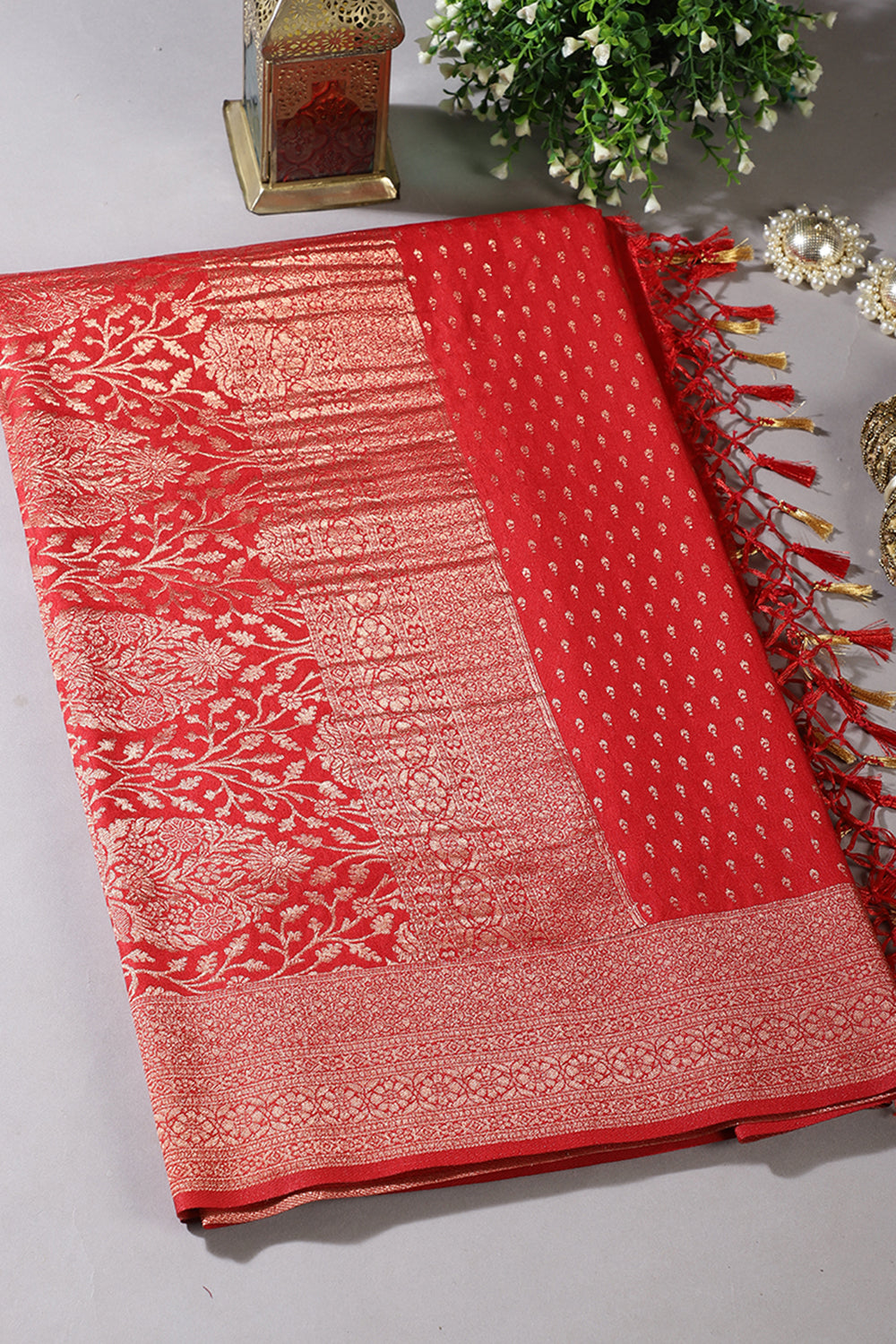 Red Colour Silk Zari Woven Saree