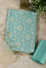 Turquoise  Chanderi Cotton Woven Unstitched Suit