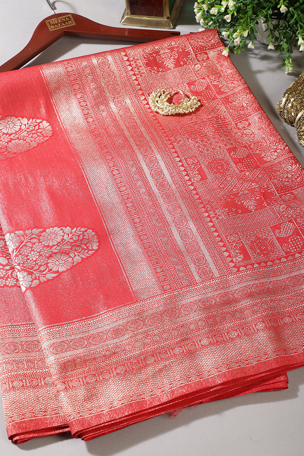 Red Colour Soft Silk Zari Woven Saree