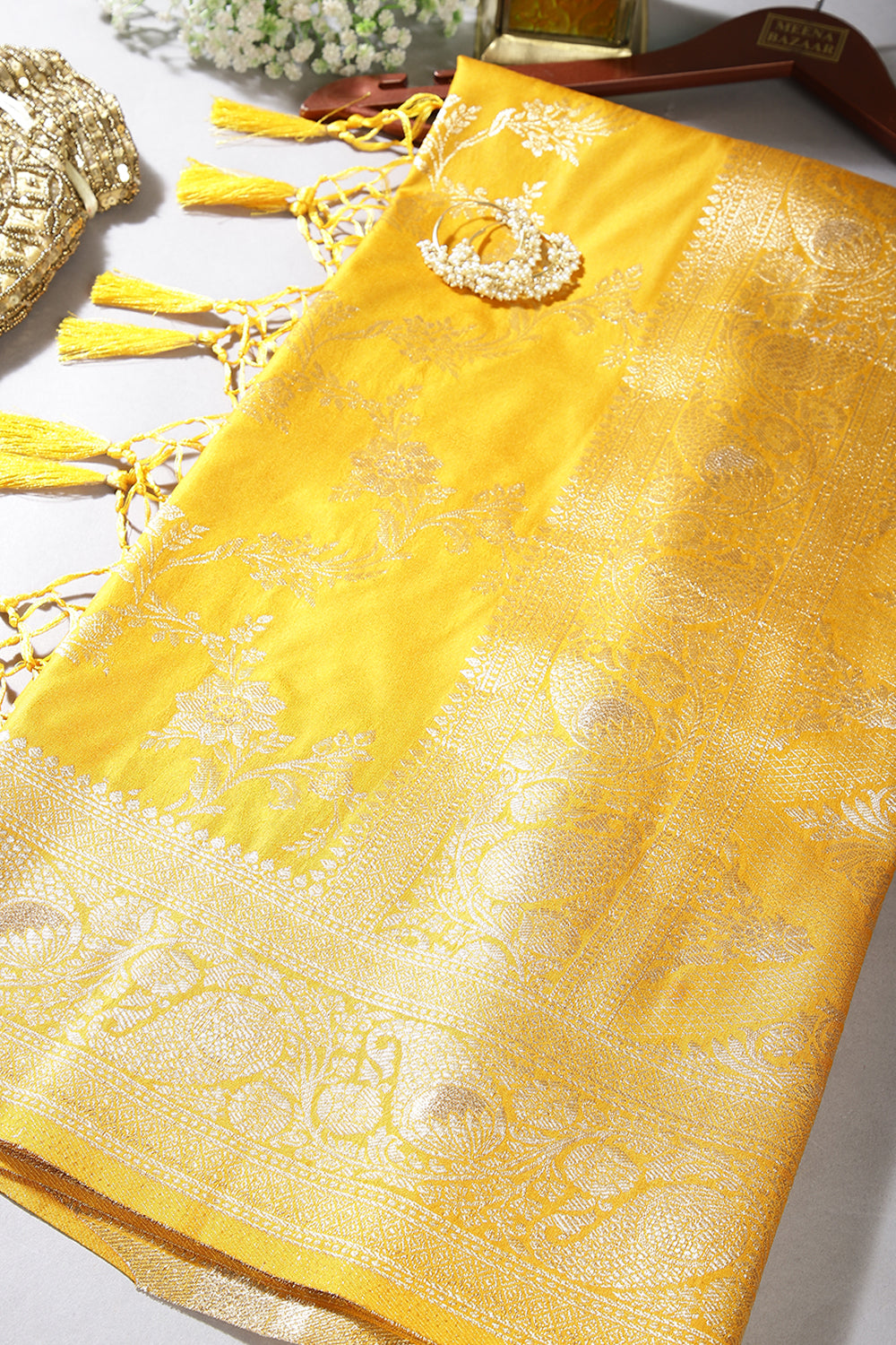 Mustard Colour Zari Woven South Silk Saree