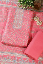 Baby Pink Pashmina Floral Printed Unstitched Suit Fabric