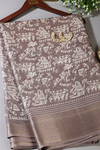 Dusty Brown Color Cotton Silk Printed Saree