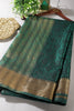 Bottle Green & Black Dual Tone Silk Woven Saree.