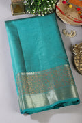 Teal Cotton Silk Woven Saree