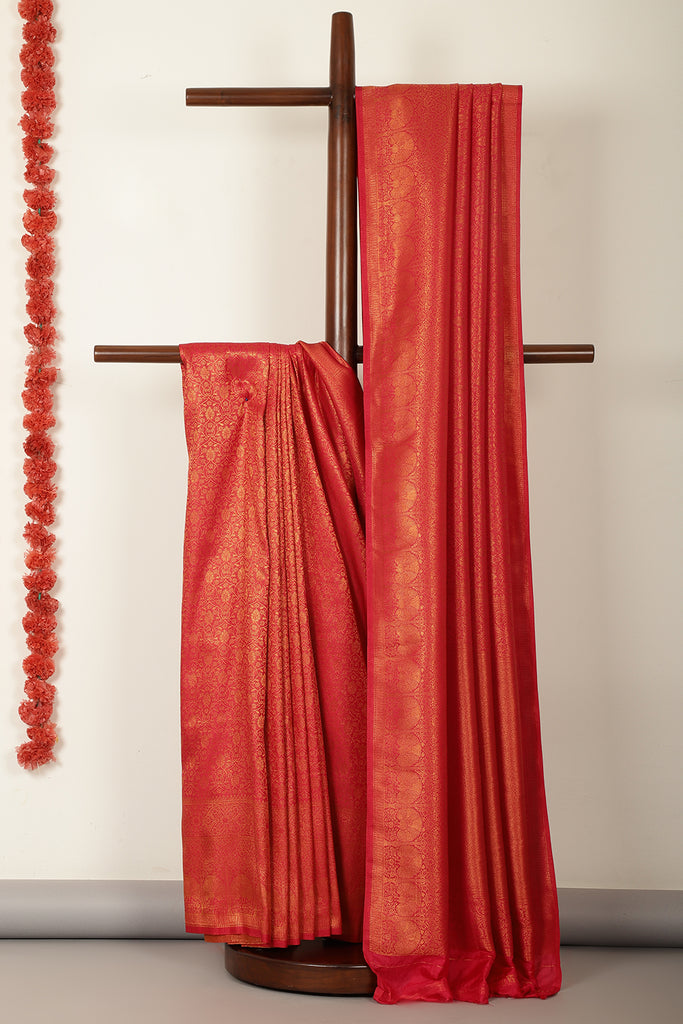 Venetian Red Soft Silk Zari Woven Saree
