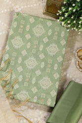 Pista Green Chanderi Cotton Woven Unstitched Suit