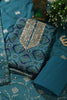 Blue Cotton Bandhani Printed & Neck Embroidered Unstitched Suit Fabric