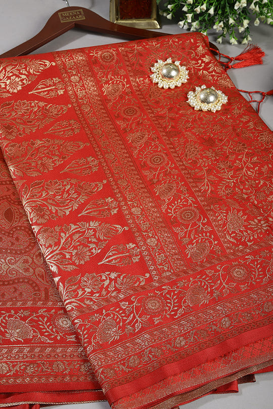 Red Colour South Silk Heavy Woven Saree