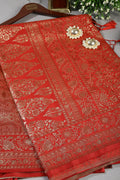 Red Colour South Silk Heavy Woven Saree