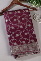 Wine Zari Woven Banarasi Silk Saree