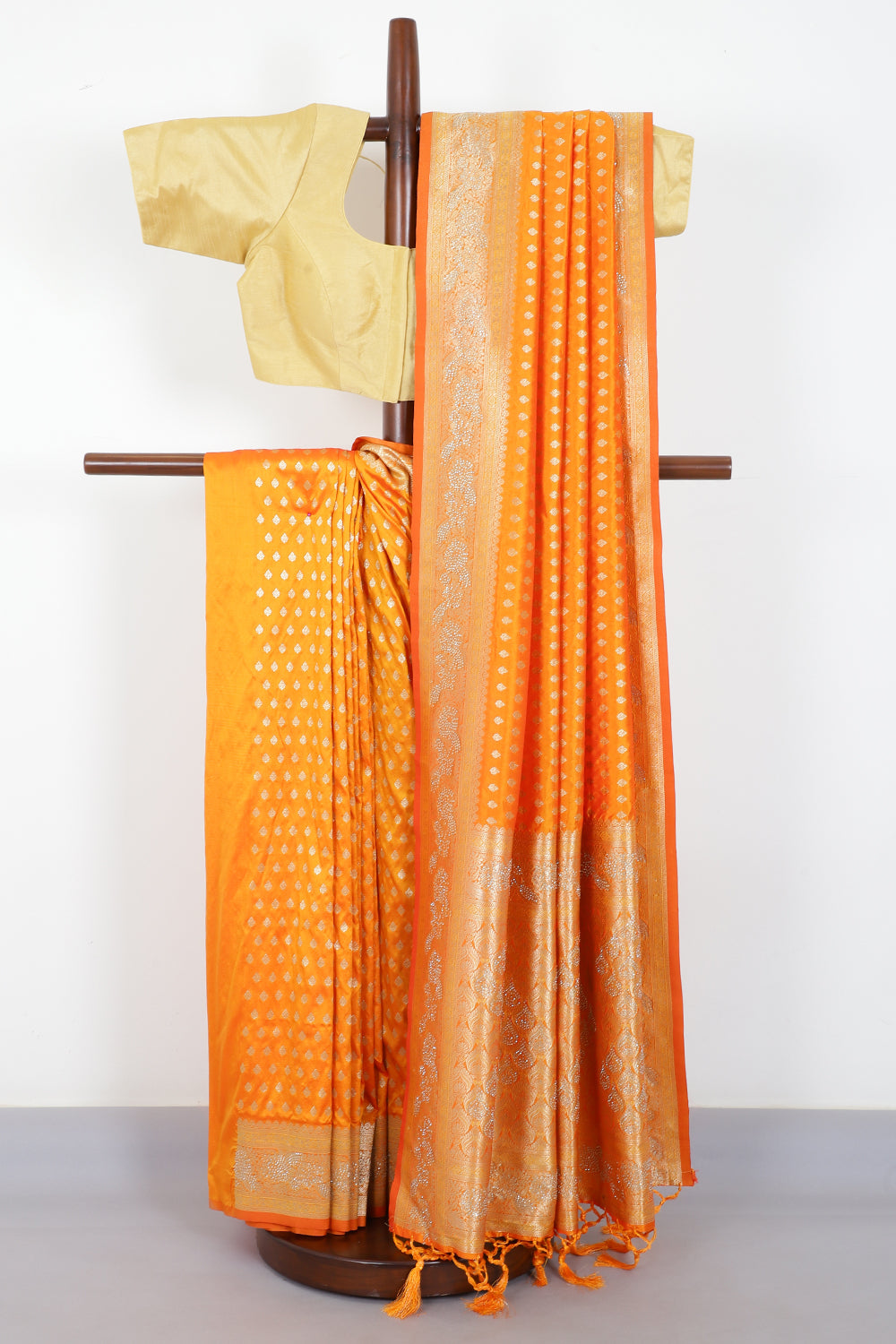 Organe Silk Zari Woven And Swaroski Work Saree