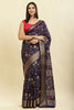 Navy Cotton Silk Printed Saree