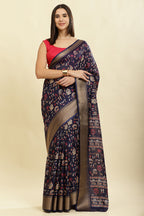 Navy Cotton Silk Printed Saree