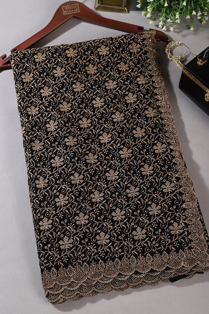 Black Embroidered And Swaroski Work Georgette Saree