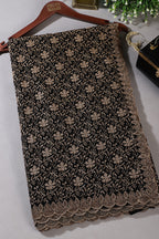 Black Embroidered And Swaroski Work Georgette Saree
