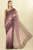 Ombre Dusty Rose Organza Saree With Mirror Work