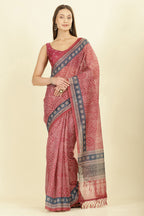 Light Maroon Bandhani Printed Cotton Saree