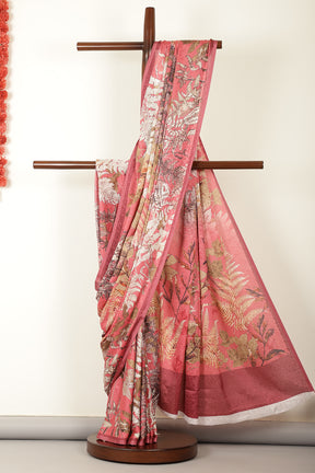 Coral Jacquard Silk Lasa Printed Saree