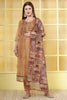 Brown Chanderi Neck-Embroidered Straight Suit