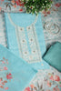 Firozi Color Linen Embroidery Self Print Unstitched Suit Material