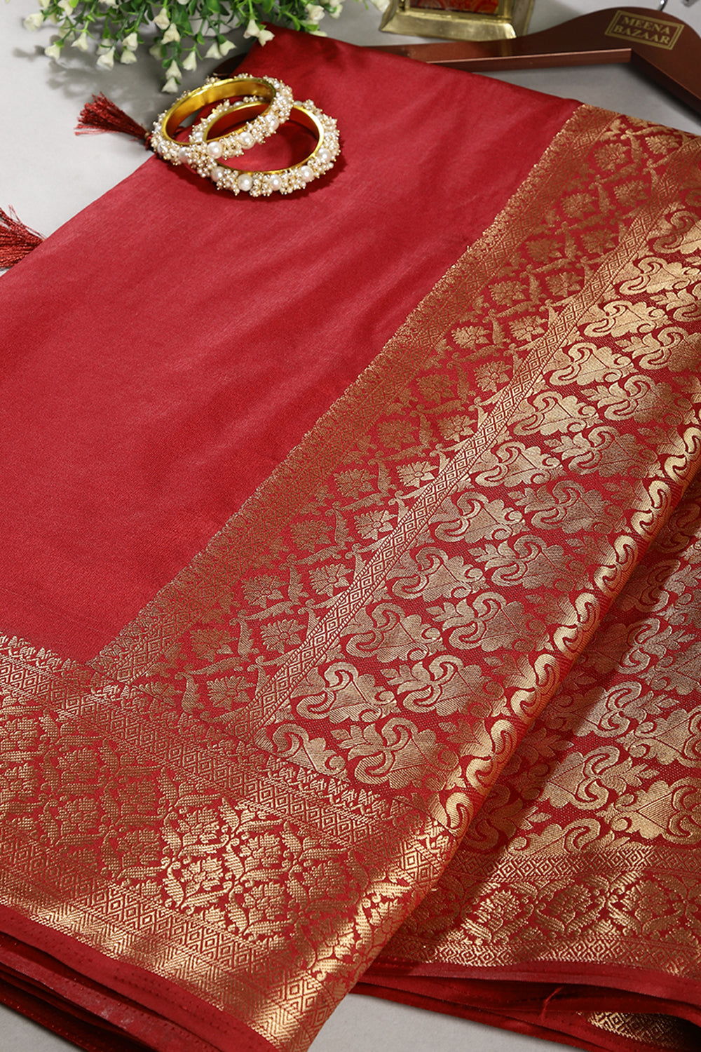 Maroon Colour Silk Woven Saree