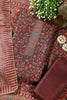 Dark Scarlet Pashmina Floral Printed Unstitched Suit Fabric