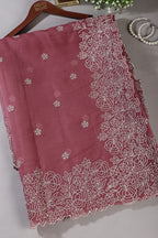 Light Maroon Tissue Resham Embroidered Saree