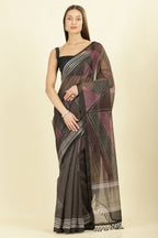 Black Organza Cotton Printed Saree