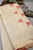 Beige & Red Color Chanderi Cotton Zari Woven Saree
