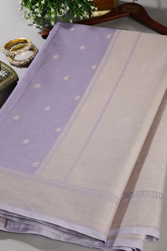 Lavender Color Cotton Woven Saree
