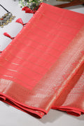 Carmine Pink Color Georgette Saree with Zari Pinstripes