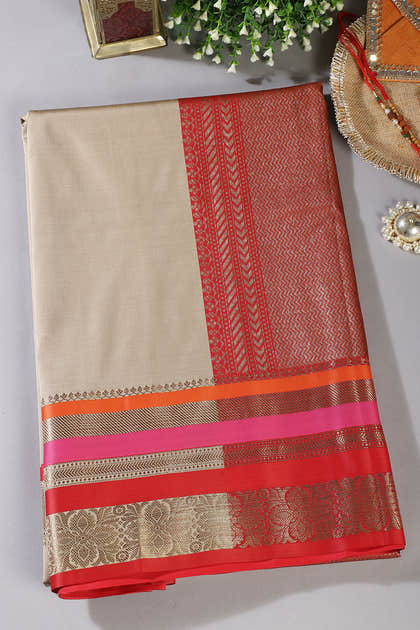 Fawn Color Zari Woven Art Silk Saree