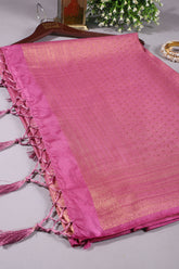 Dusty Pink Colour Soft Silk Leheria Zari Woven Saree